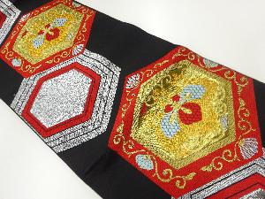 アンティーク　亀甲に桐模様織出し袋帯（着用可）